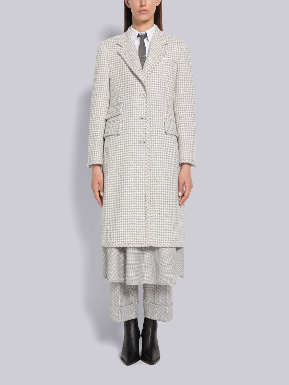 Thom Browne Houndstooth Cashmere Boucle Single Vent レディース コート グレー | OYV90X58394