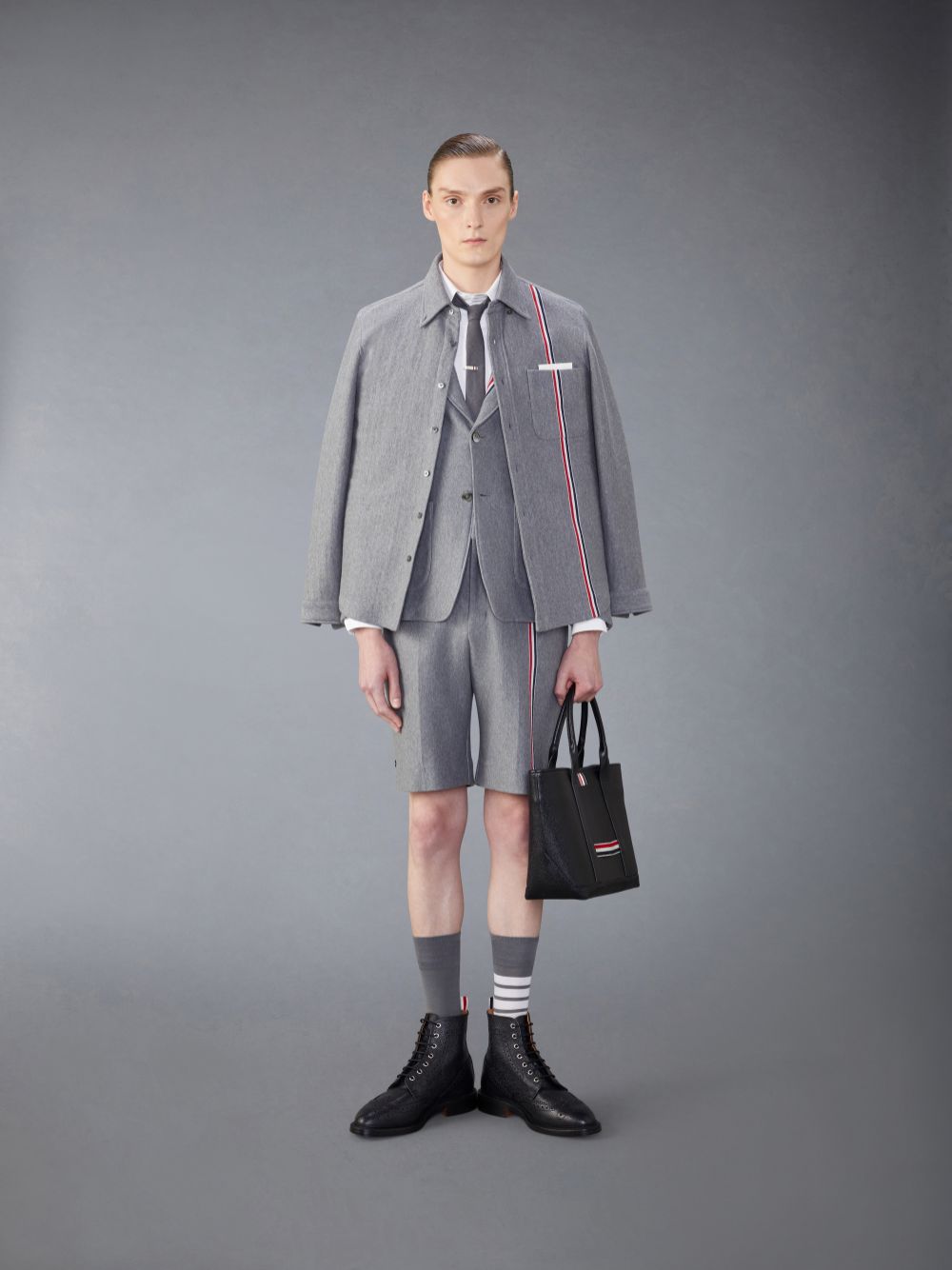 Thom Browne Knit Cotton Jacket メンズ シャツ グレー | SDS27Z42961