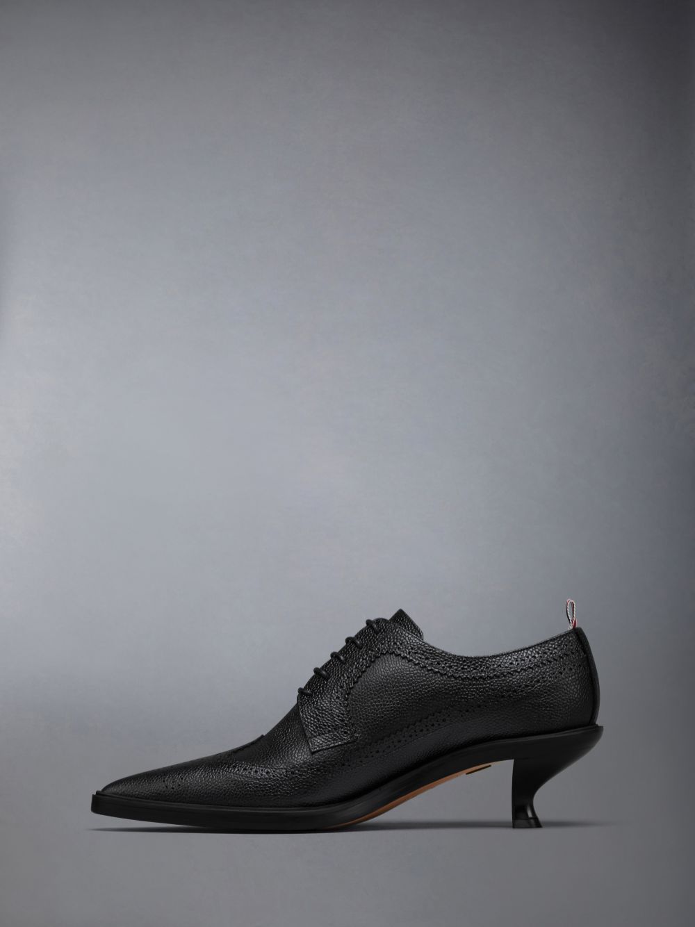 Thom Browne Leather Sole Heeled Longwing レディース ブローグシューズ 黒 | FOI57M68211
