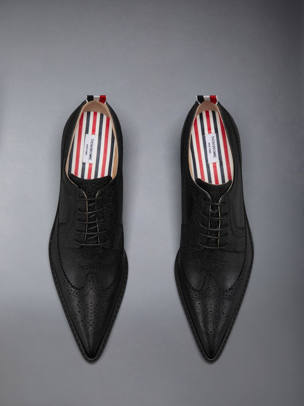 Thom Browne Leather Sole Heeled Longwing レディース ブローグシューズ 黒 | FOI57M68211