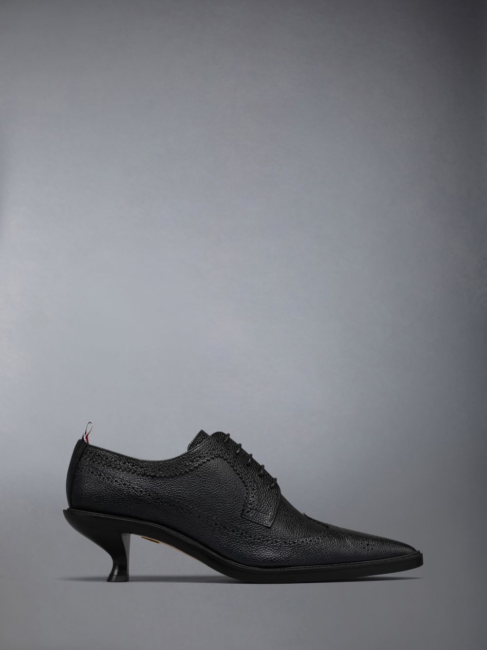 Thom Browne Leather Sole Heeled Longwing レディース ブローグシューズ 黒 | FOI57M68211