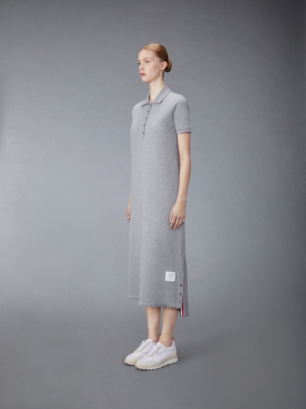 Thom Browne Light Classic Cotton Pique Center Back Stripe A-line Short Sleeve Polo Shirt レディース ワンピース グレー | TQI92L35238