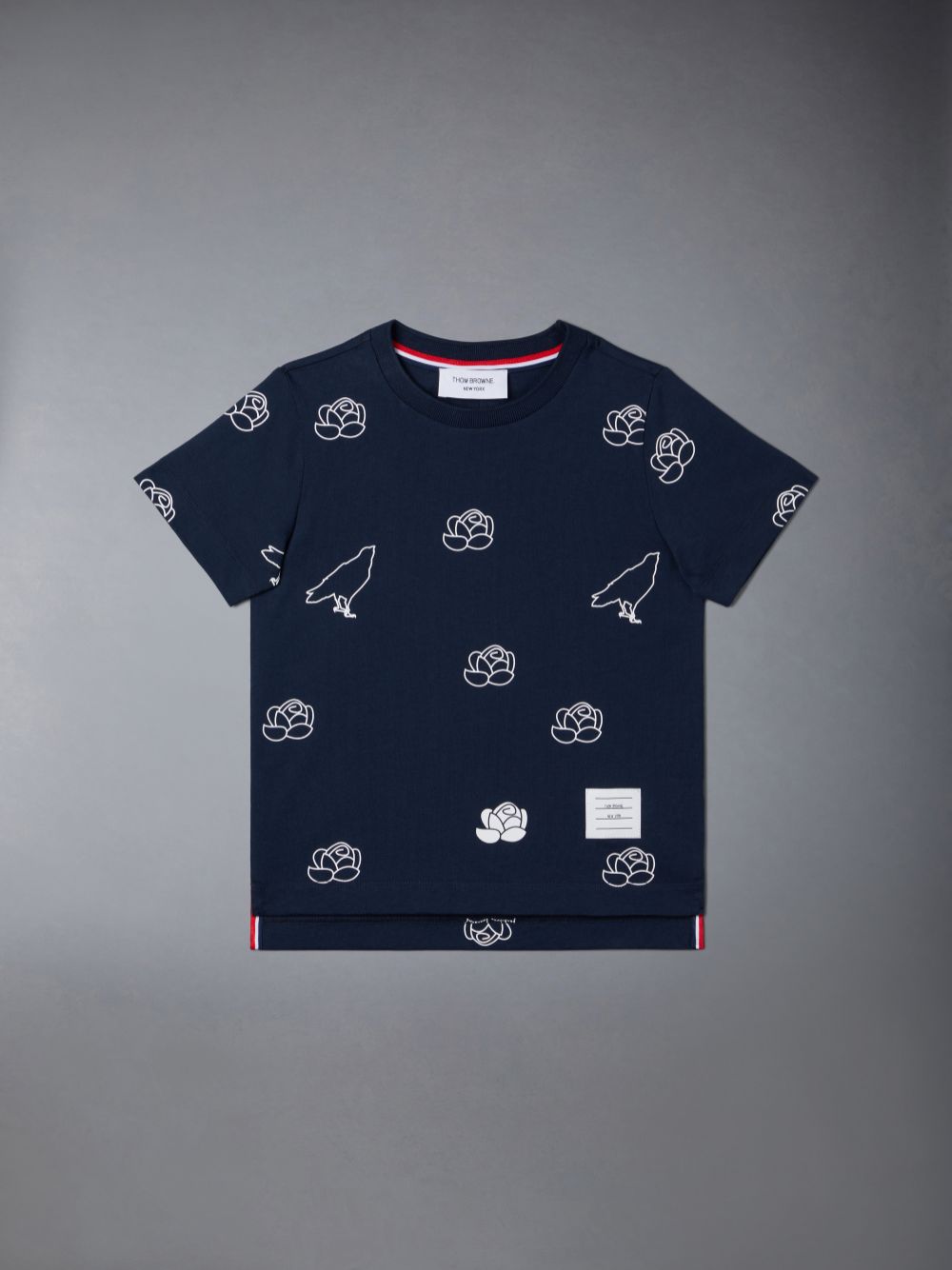 Thom Browne Light Medium Jersey Rose and Raven ボーイ Tシャツ 青 | ZFP88Q44351