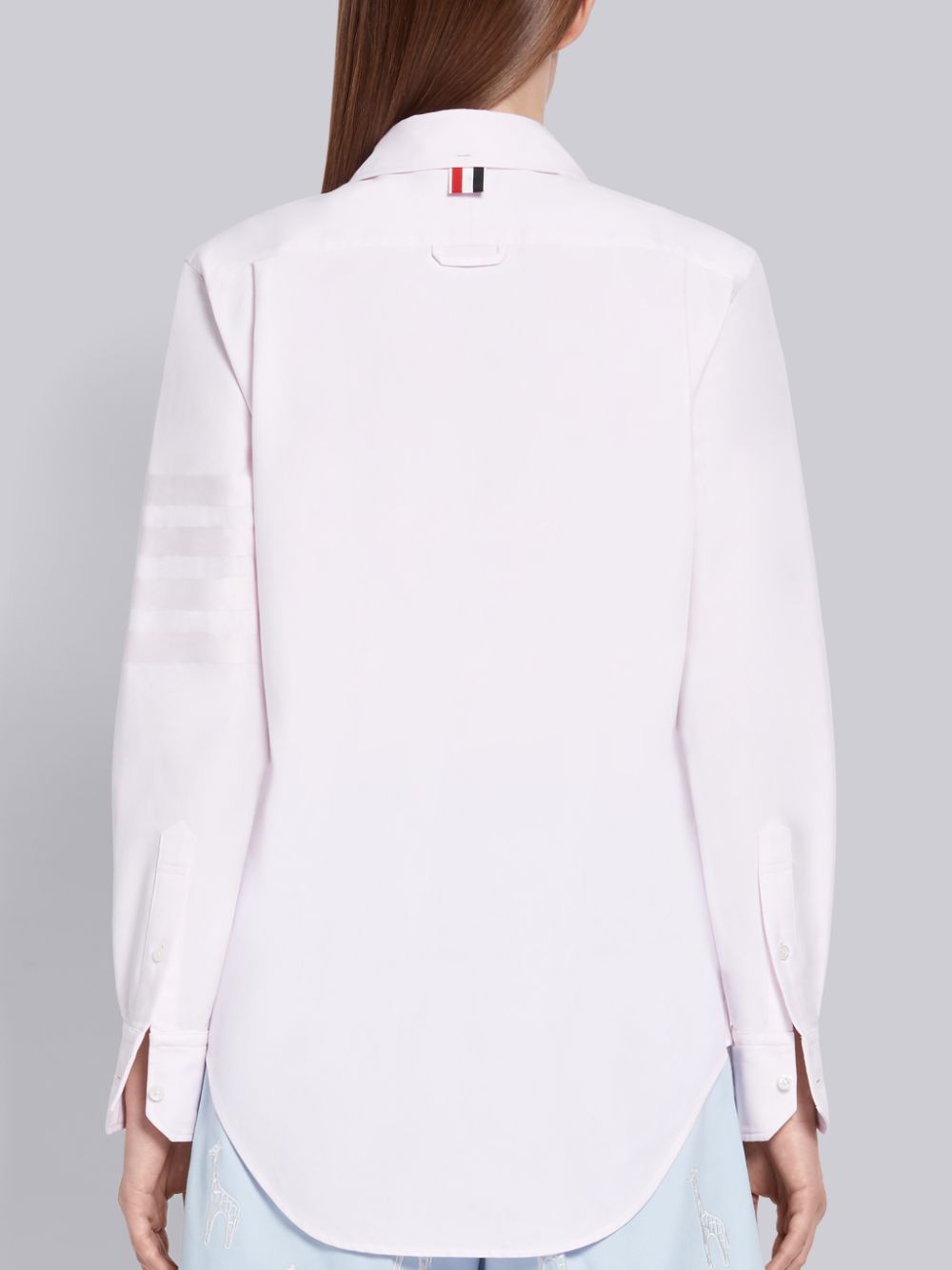 Thom Browne Light Pink Supima Cotton Oxford Satin Weave 4-Bar Long Sleeve Round Collar レディース シャツ ピンク | BNB95Y79979