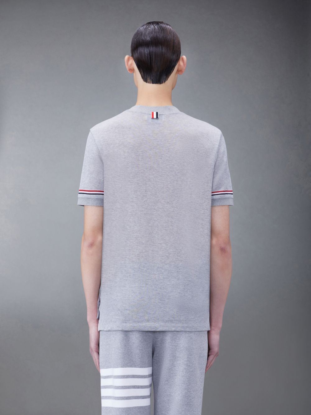 Thom Browne Lightweight Cotton Short Sleeve Striped メンズ Tシャツ グレー | JDK46N03957