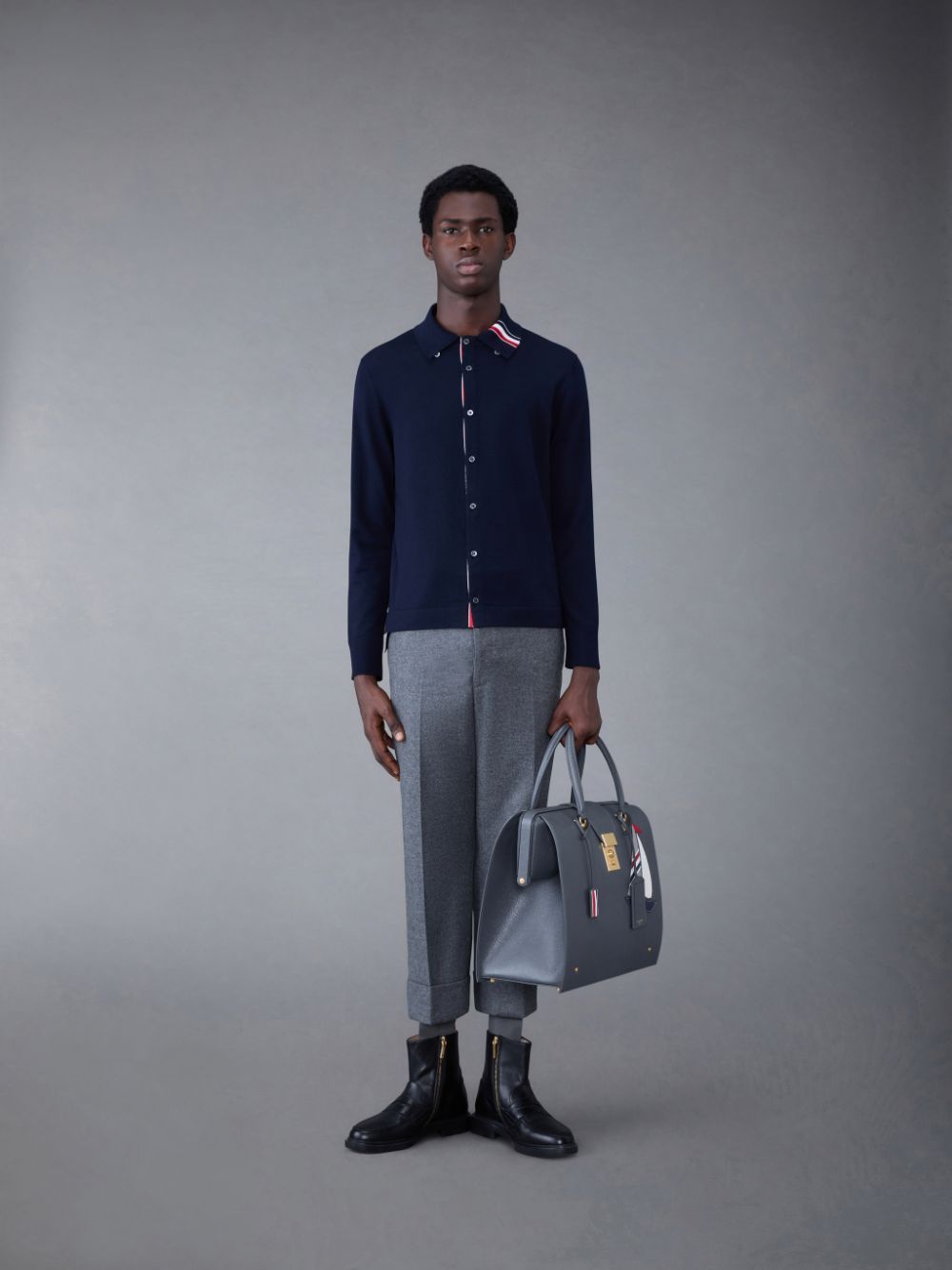 Thom Browne MERINO JERSEY STRIPE INTARSIA メンズ シャツ 青 | FDD71N43349