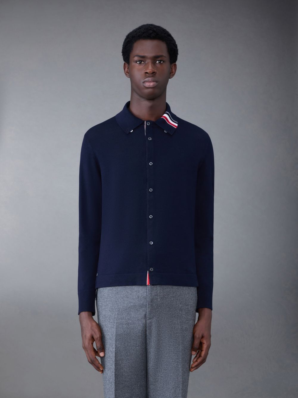 Thom Browne MERINO JERSEY STRIPE INTARSIA メンズ シャツ 青 | FDD71N43349