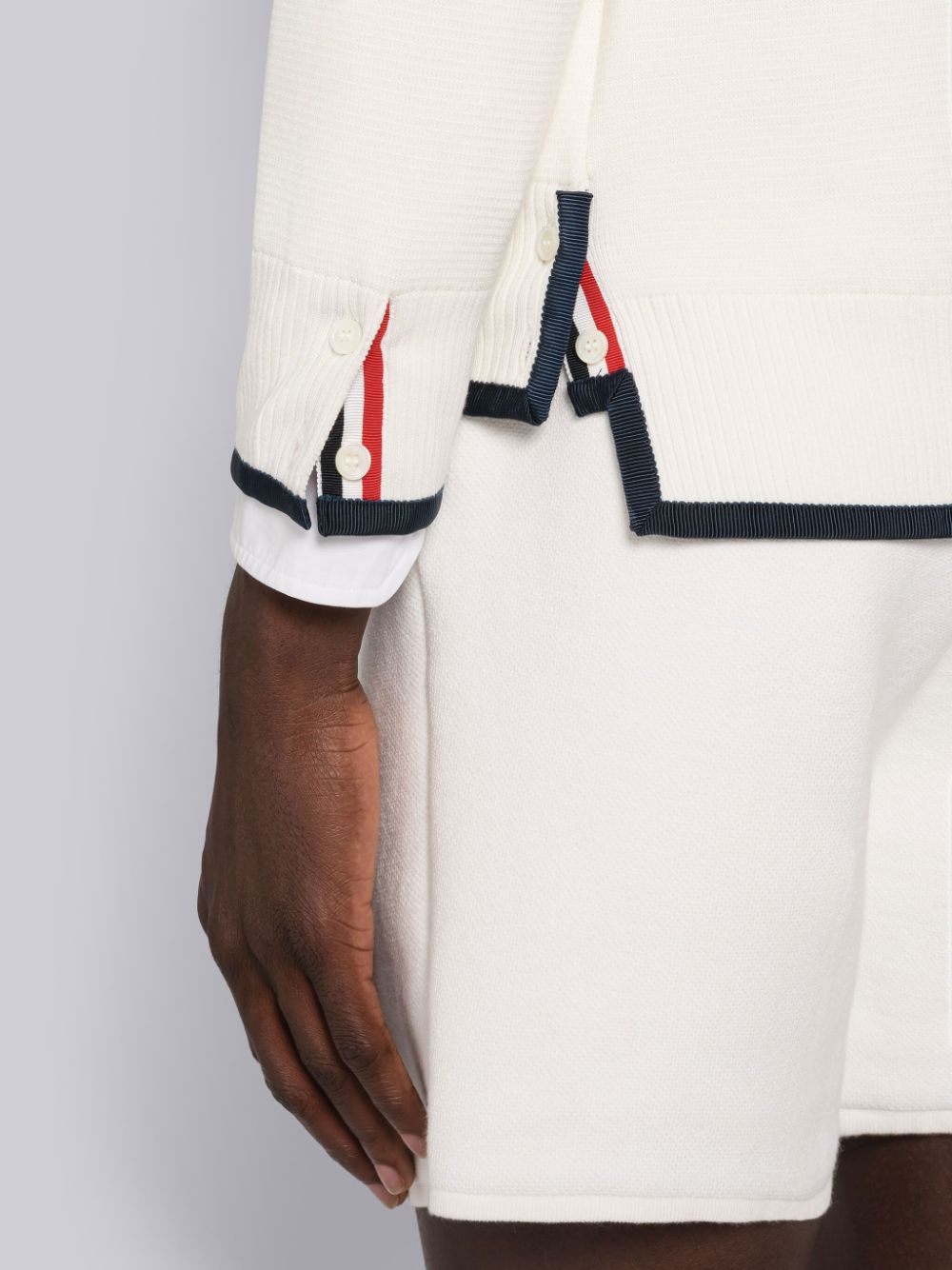 Thom Browne MILANO STITCH COTTON TIPPING 4-BAR BOXY CREW NECK メンズ プルオーバー 白 | TRA03J05835