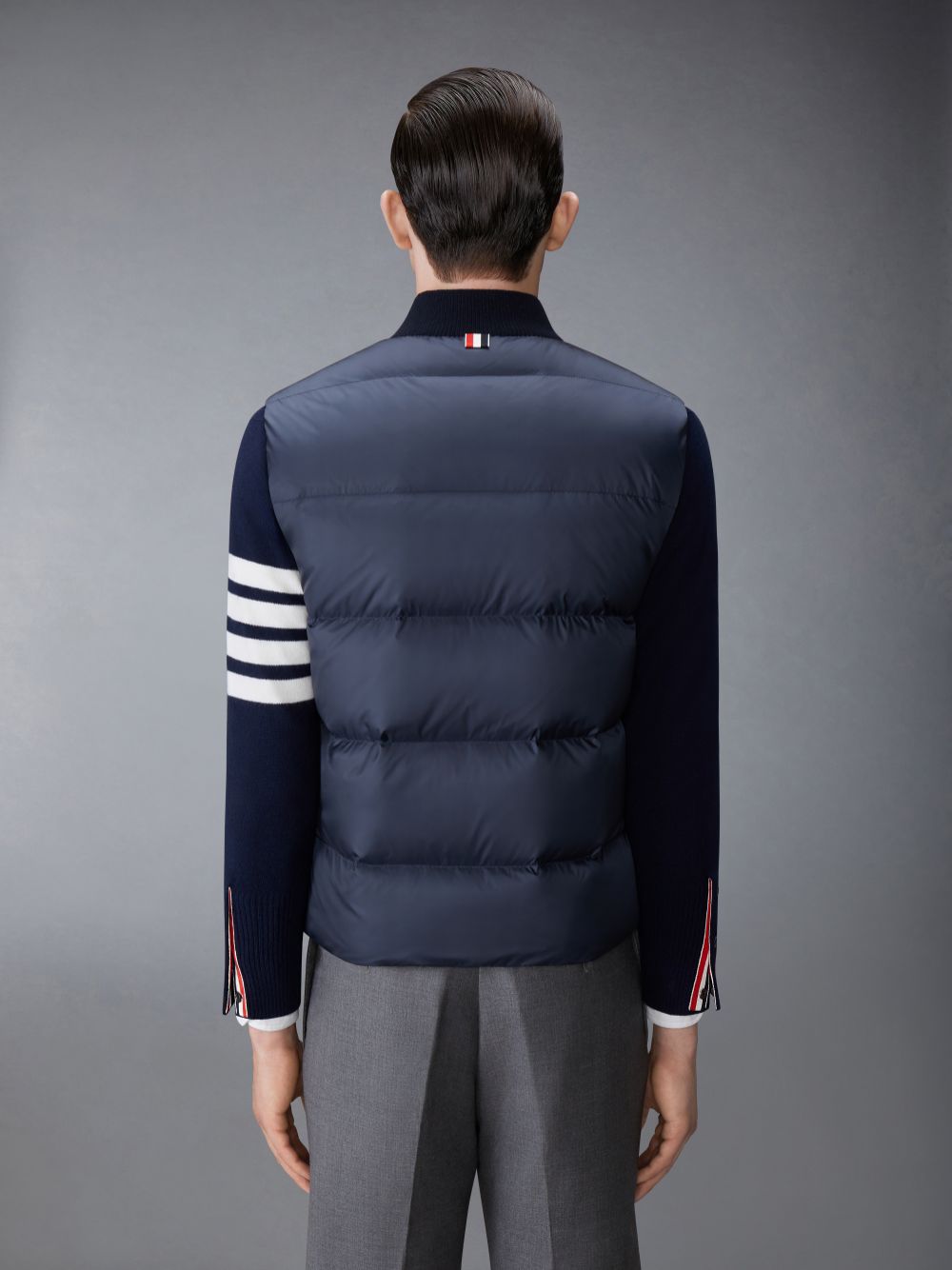 Thom Browne Matte Nylon 4-Bar Down メンズ ベスト ネイビー | RYF04T55447