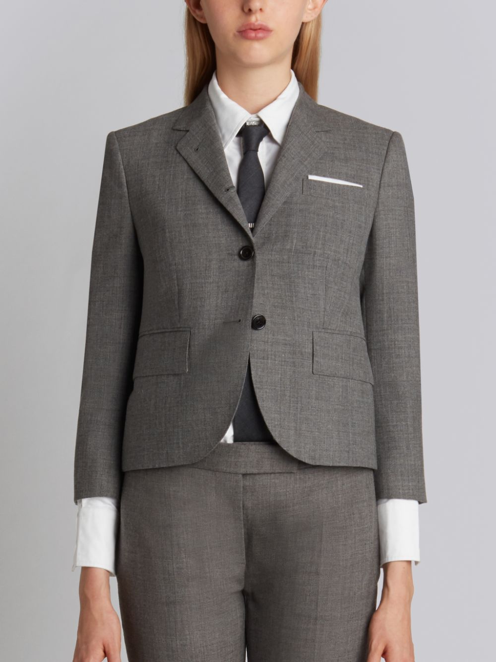 Thom Browne Medium 2-ply Wool Fresco High Armhole Single Breasted Sport レディース コート グレー | EHA43B89252