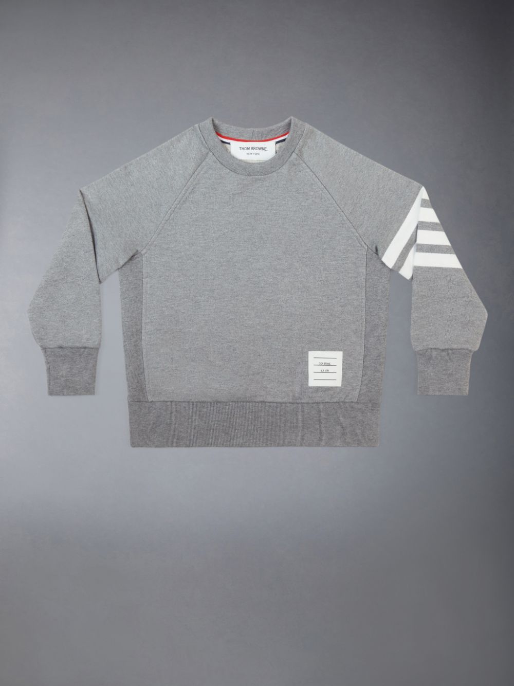 Thom Browne Medium Classic Cotton Loopback Jersey Raglan Sleeve Engineered 4-Bar ガール スウェットシャツ グレー | ZMS33Y44096