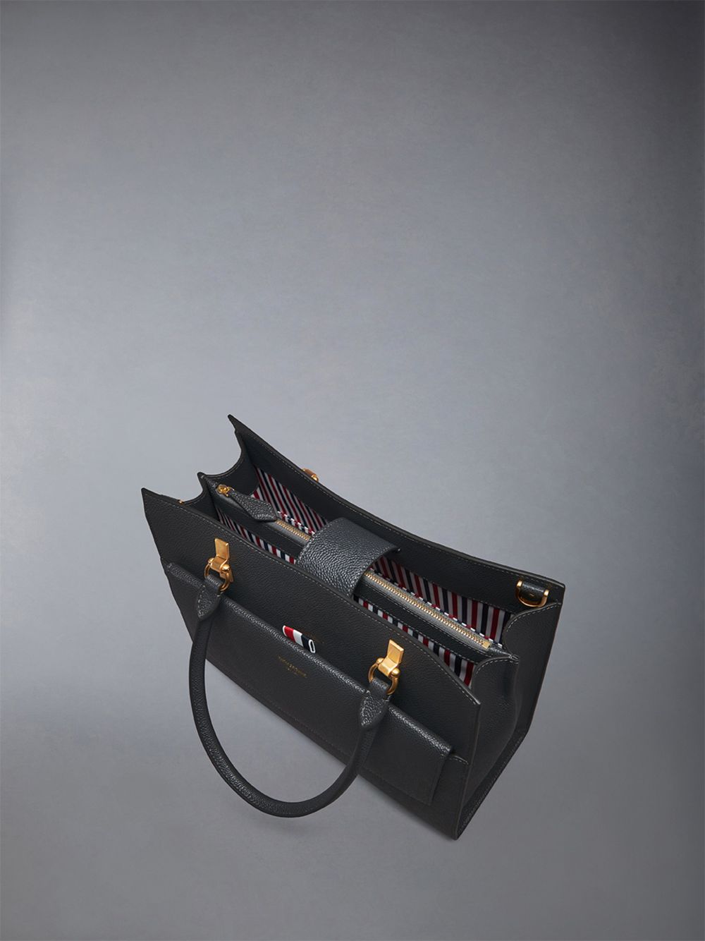 Thom Browne Medium Duet in Pebble Grain Leather レディース トートバッグ グレー | QAM39H11092
