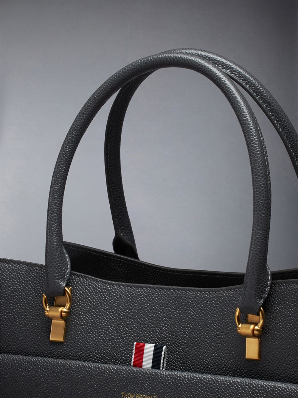 Thom Browne Medium Duet in Pebble Grain Leather レディース トートバッグ グレー | QAM39H11092