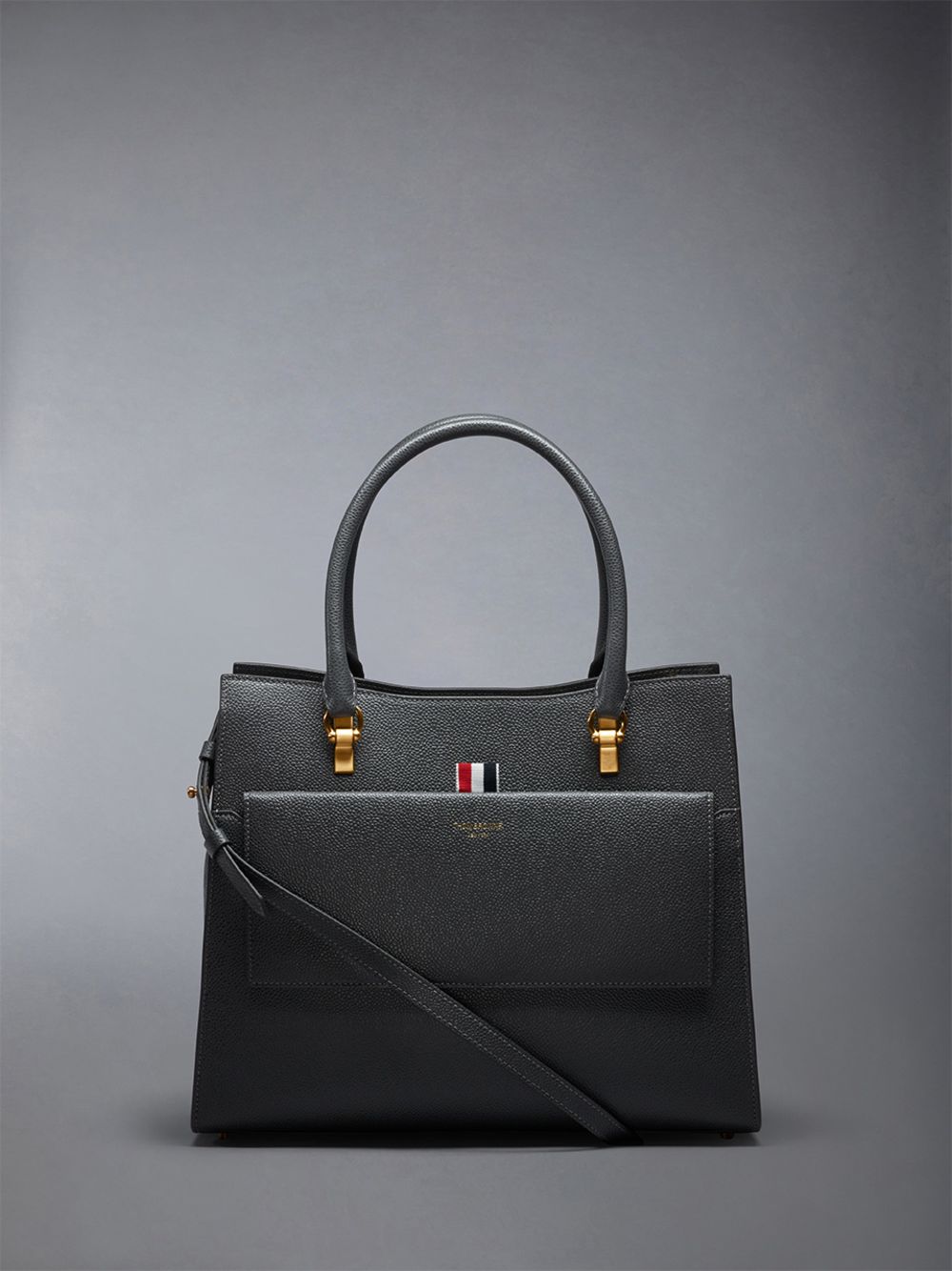 Thom Browne Medium Duet in Pebble Grain Leather レディース トートバッグ グレー | QAM39H11092