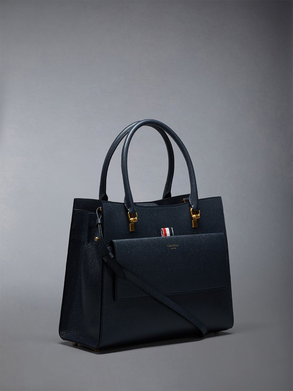 Thom Browne Medium Duet in Pebble Grain Leather メンズ トートバッグ 青 | JHC68L92949