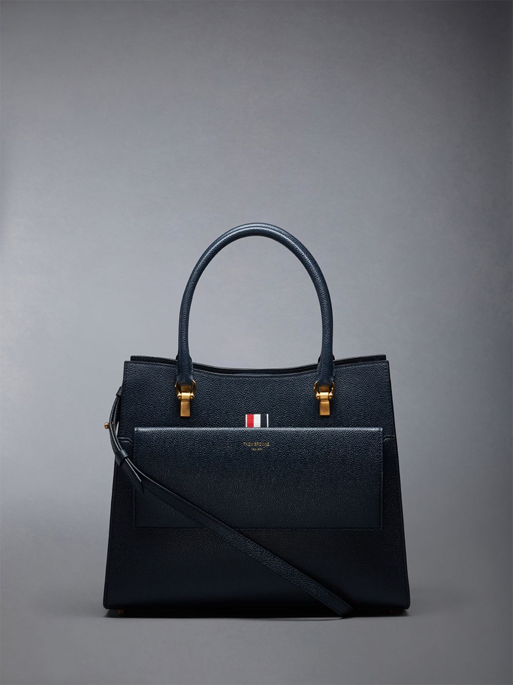 Thom Browne Medium Duet in Pebble Grain Leather メンズ トートバッグ 青 | JHC68L92949