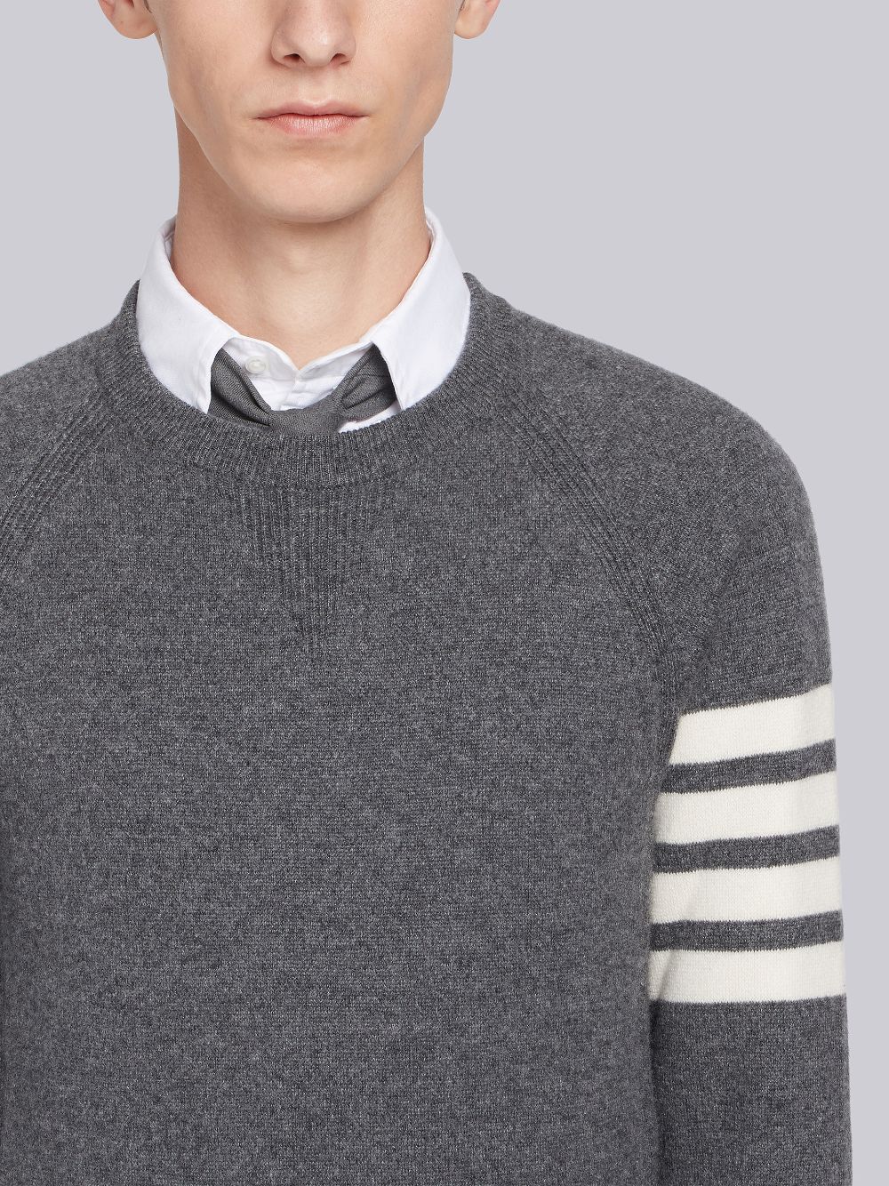 Thom Browne Medium French Terry Cashmere 4-Bar Crewneck メンズ プルオーバー グレー | HYG86O64635