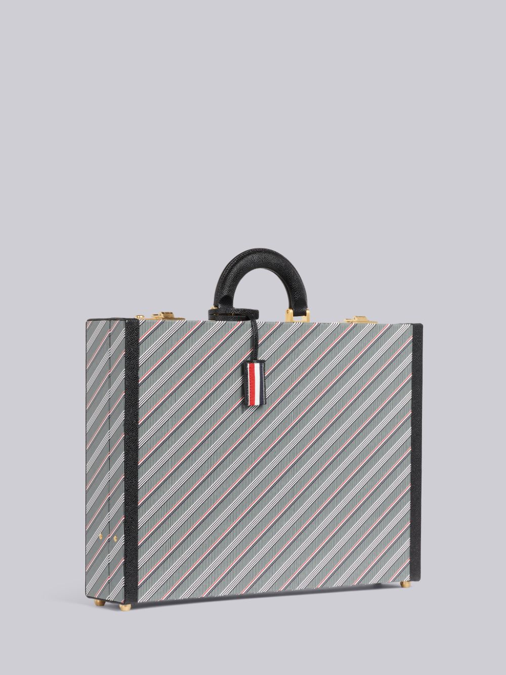 Thom Browne Medium Monogram Coated Canvas Leather Frame Attache Case メンズ トートバッグ グレー | NBI70G54791