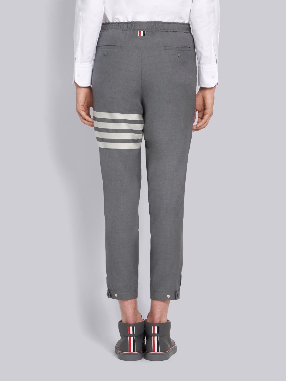 Thom Browne Medium Plain Weave Suiting Snap Front Track メンズ パンツ グレー | NXY40Q78876