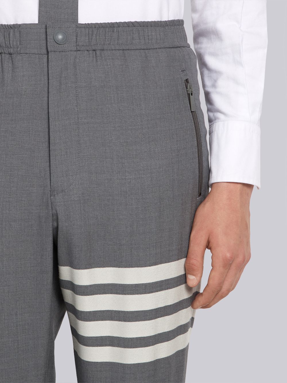 Thom Browne Medium Plain Weave Suiting Snap Front Track メンズ パンツ グレー | NXY40Q78876