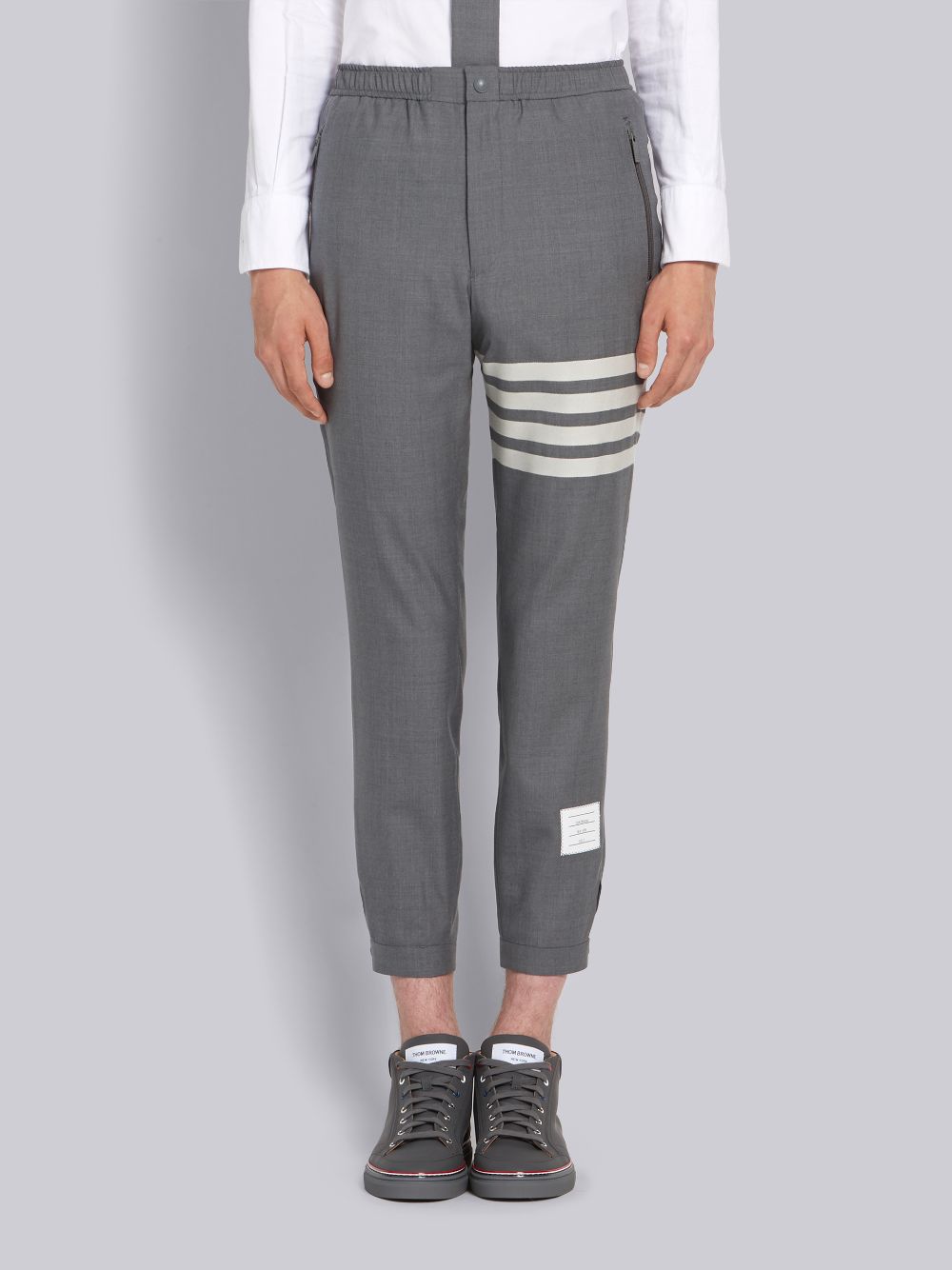 Thom Browne Medium Plain Weave Suiting Snap Front Track メンズ パンツ グレー | NXY40Q78876