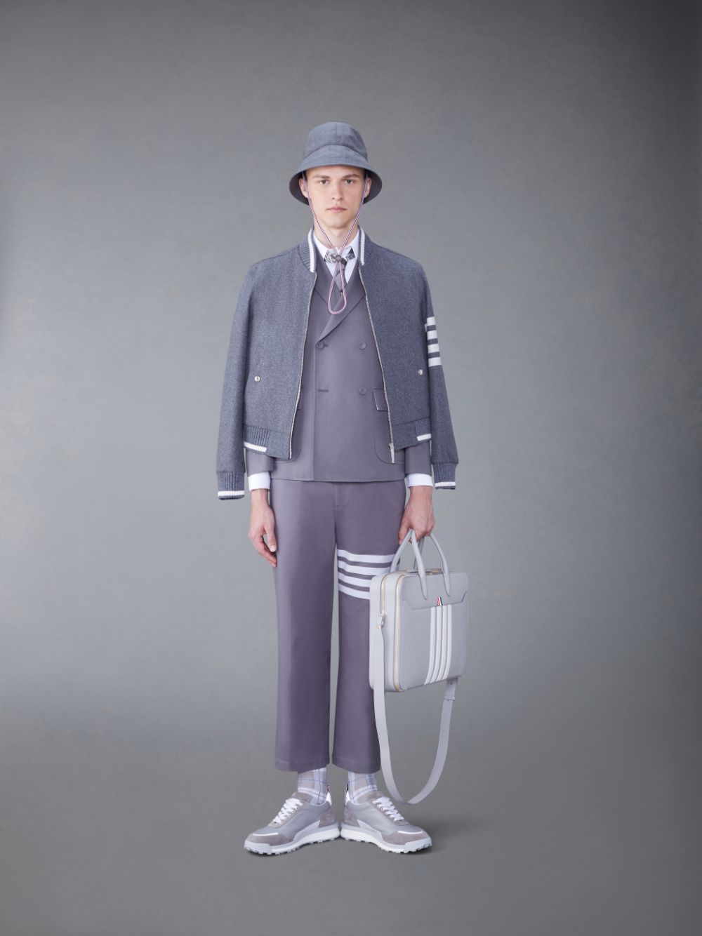 Thom Browne Melton 4-Bar Blouson メンズ ジャケット グレー | BGR38M57093