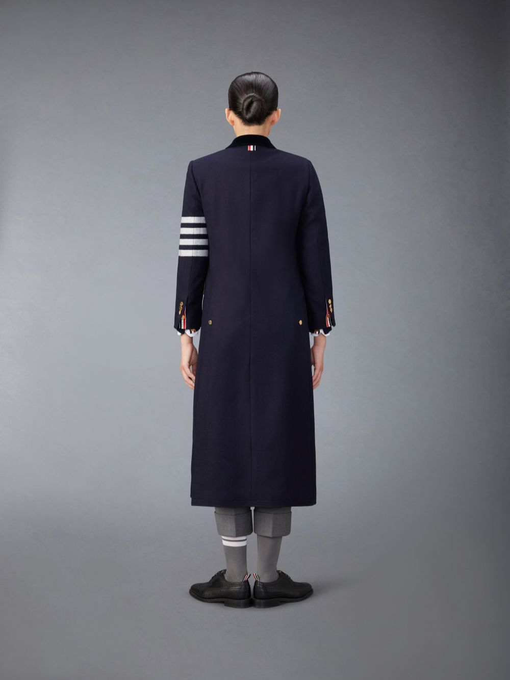 Thom Browne Melton Wool 4-Bar Chesterfield レディース コート ネイビー | VIN09P08265
