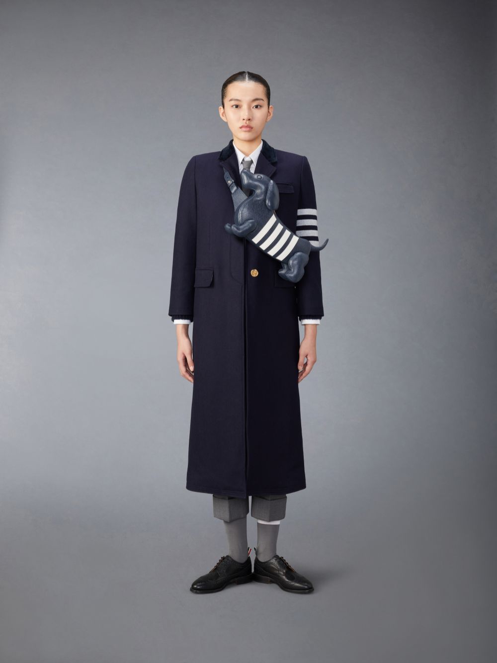 Thom Browne Melton Wool 4-Bar Chesterfield レディース コート ネイビー | VIN09P08265