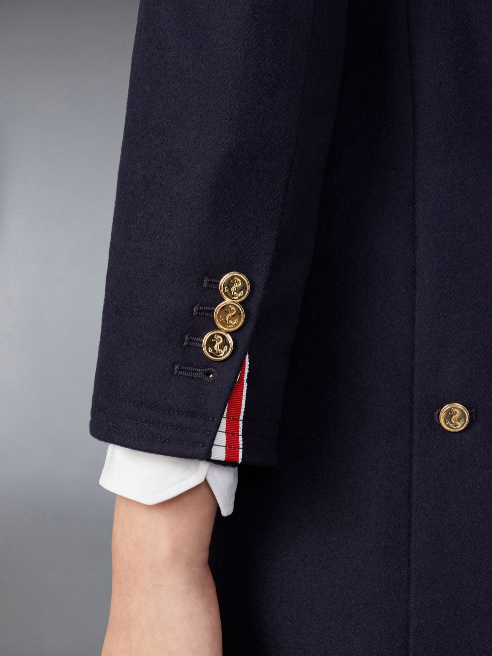 Thom Browne Melton Wool 4-Bar Chesterfield レディース コート ネイビー | VIN09P08265