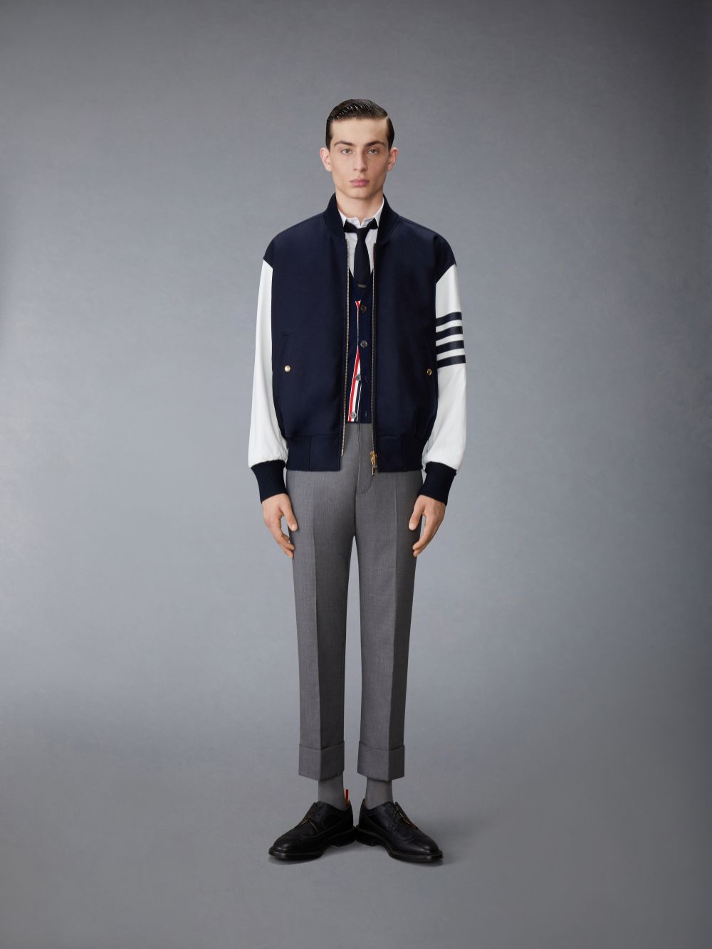 Thom Browne Melton Wool 4-Bar Oversized Blouson メンズ ジャケット ネイビー | IAI05W11267