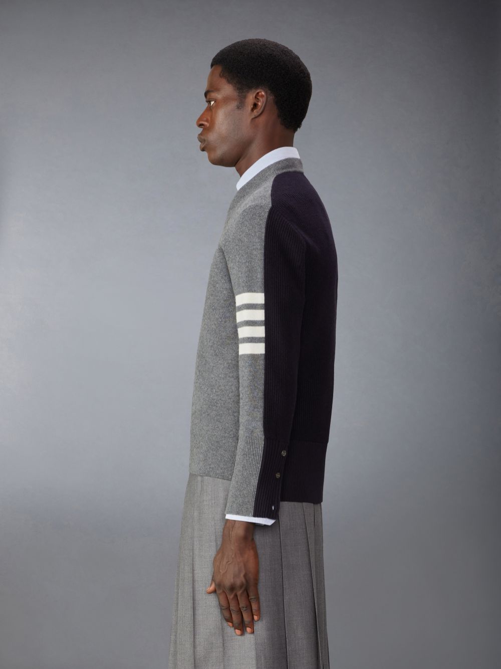 Thom Browne Merino Wool 2 in 1 Half 4-Bar メンズ プルオーバー グレー | XYV36E13890