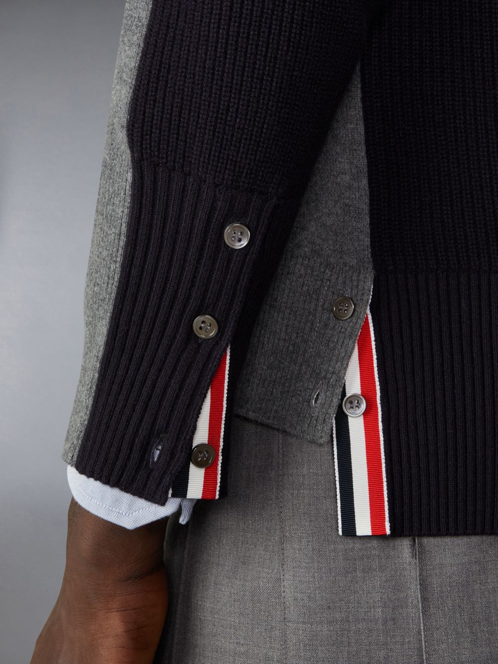 Thom Browne Merino Wool 2 in 1 Half 4-Bar メンズ プルオーバー グレー | XYV36E13890