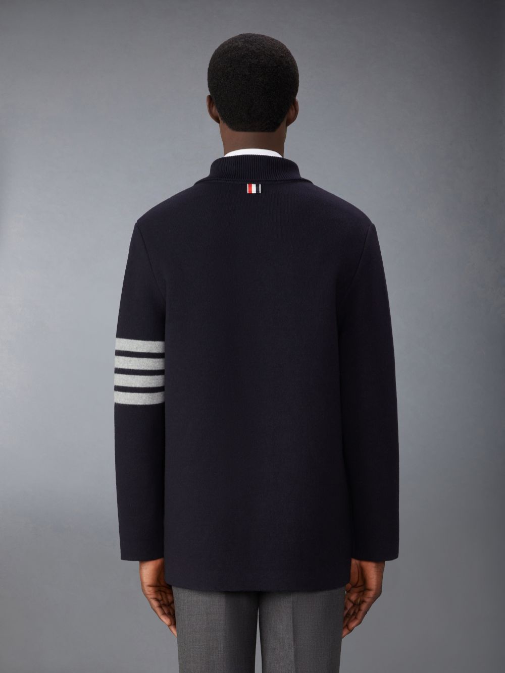 Thom Browne Merino Wool 4-Bar Car メンズ コート 青 | IMA17W96610