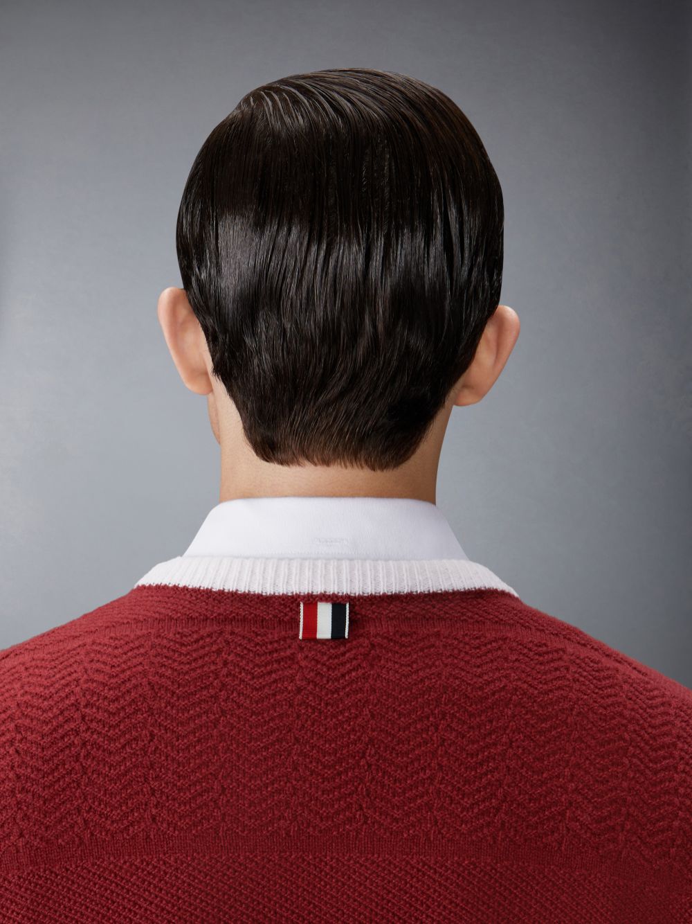Thom Browne Merino Wool 4-Bar Textured Rugby Stripe Crew Neck メンズ プルオーバー 赤 | CZF05N29658