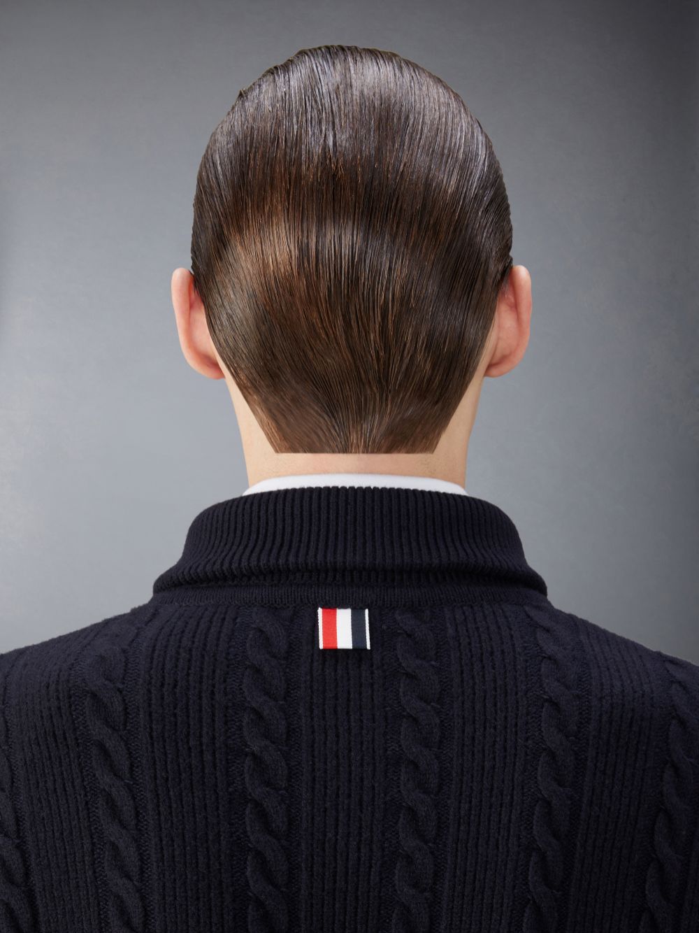Thom Browne Merino Wool and Cotton 4-Bar Cable Bomber メンズ ジャケット 青 | NQU35J82349