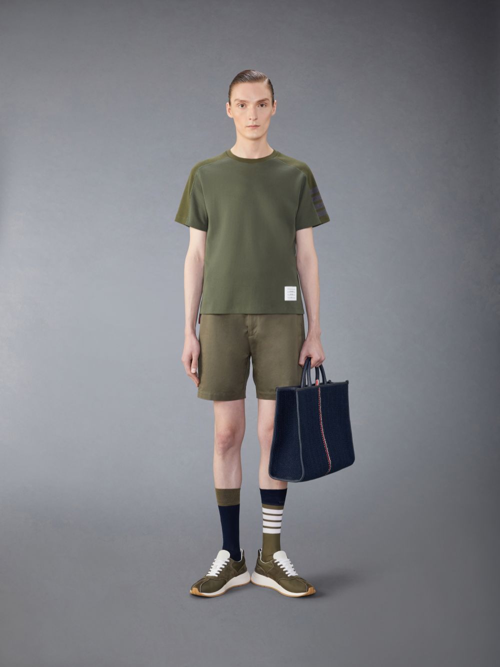 Thom Browne Milano Cotton 4-Bar メンズ Tシャツ 緑 | ASD07A27039