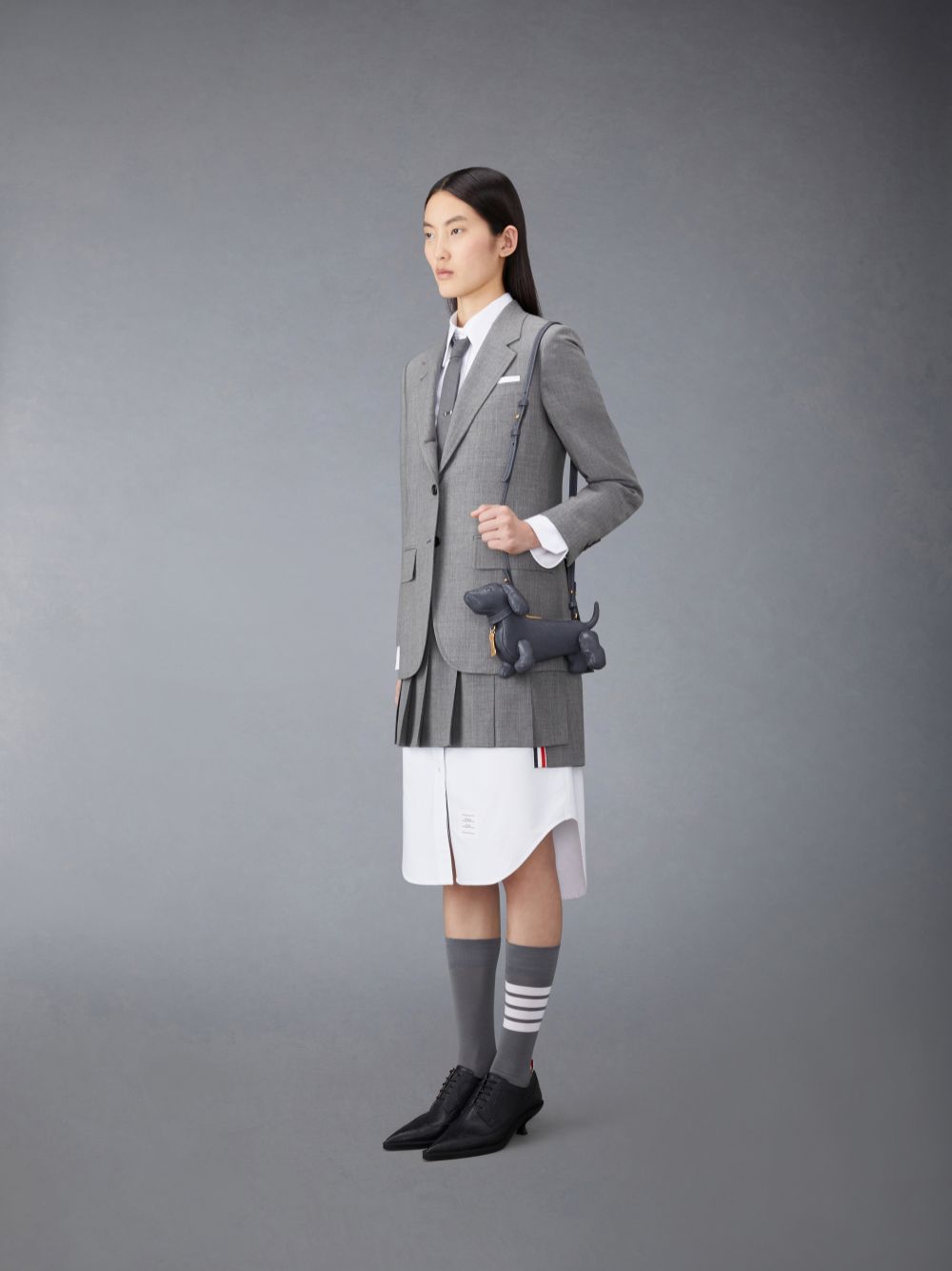 Thom Browne Mini Hector in Pebble Grain レディース クロスボディバッグ グレー | LKN74P85187