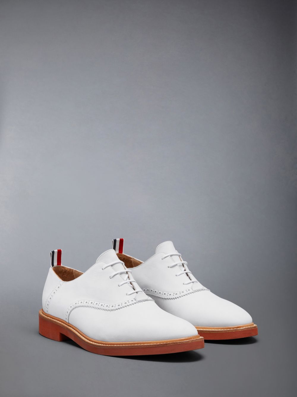 Thom Browne Nubuck Micro Sole Saddle メンズ オックスフォードシューズ 白 | TAT58Q21393