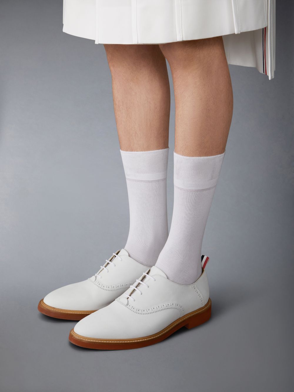 Thom Browne Nubuck Micro Sole Saddle メンズ オックスフォードシューズ 白 | TAT58Q21393