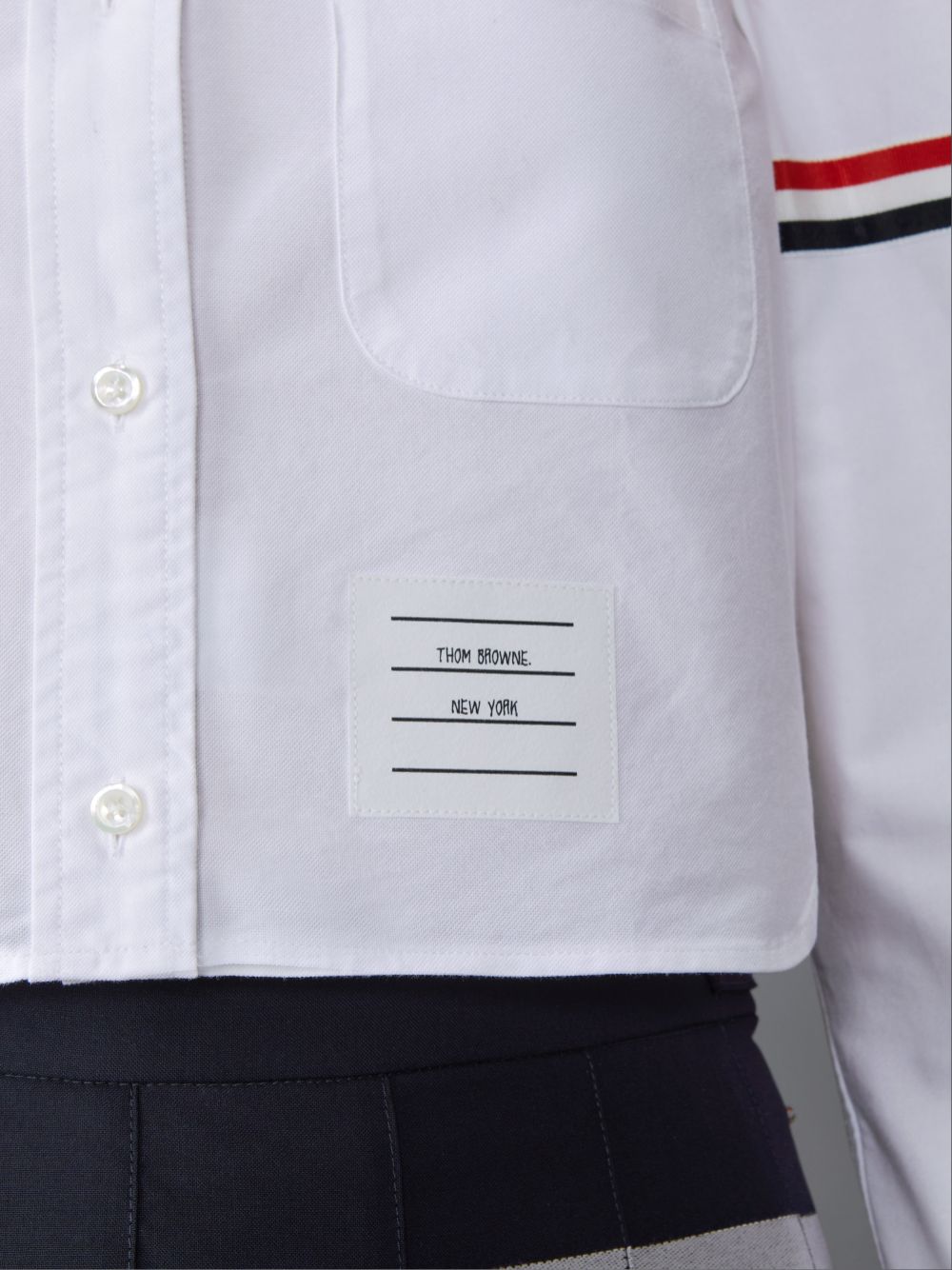 Thom Browne Oxford Armband Round Collar Cropped レディース シャツ 白 | FLN83D87397