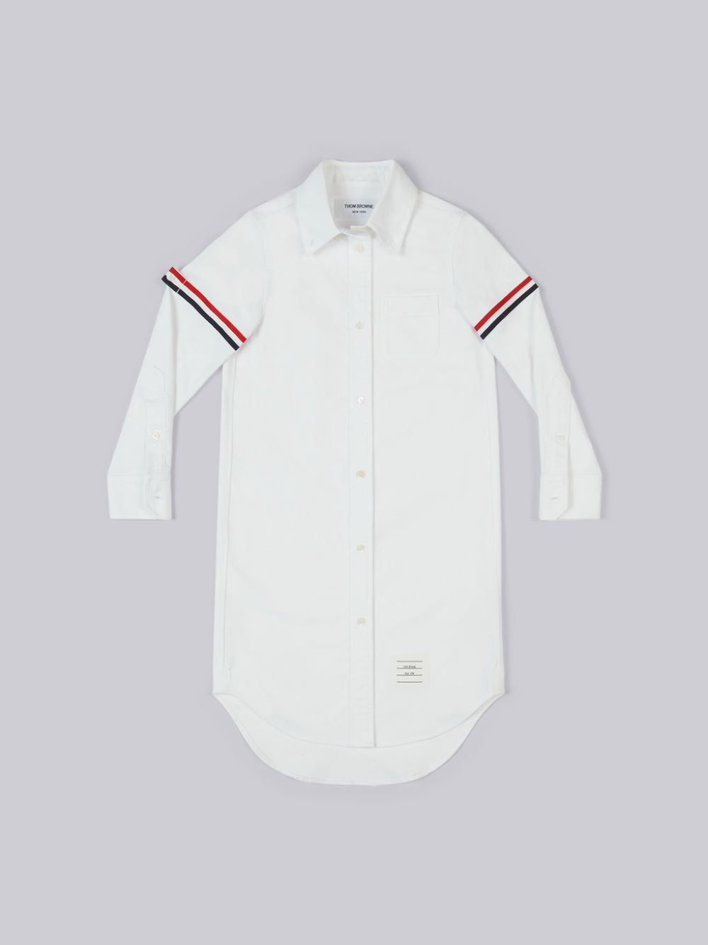 Thom Browne Oxford Knee Length Grosgrain Armband Shirt ガール ワンピース 白 | VTF21V22469
