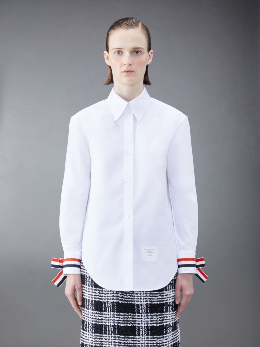 Thom Browne Oxford Scarf Cuff Easy Fit レディース シャツ 白 | GXF26V49070