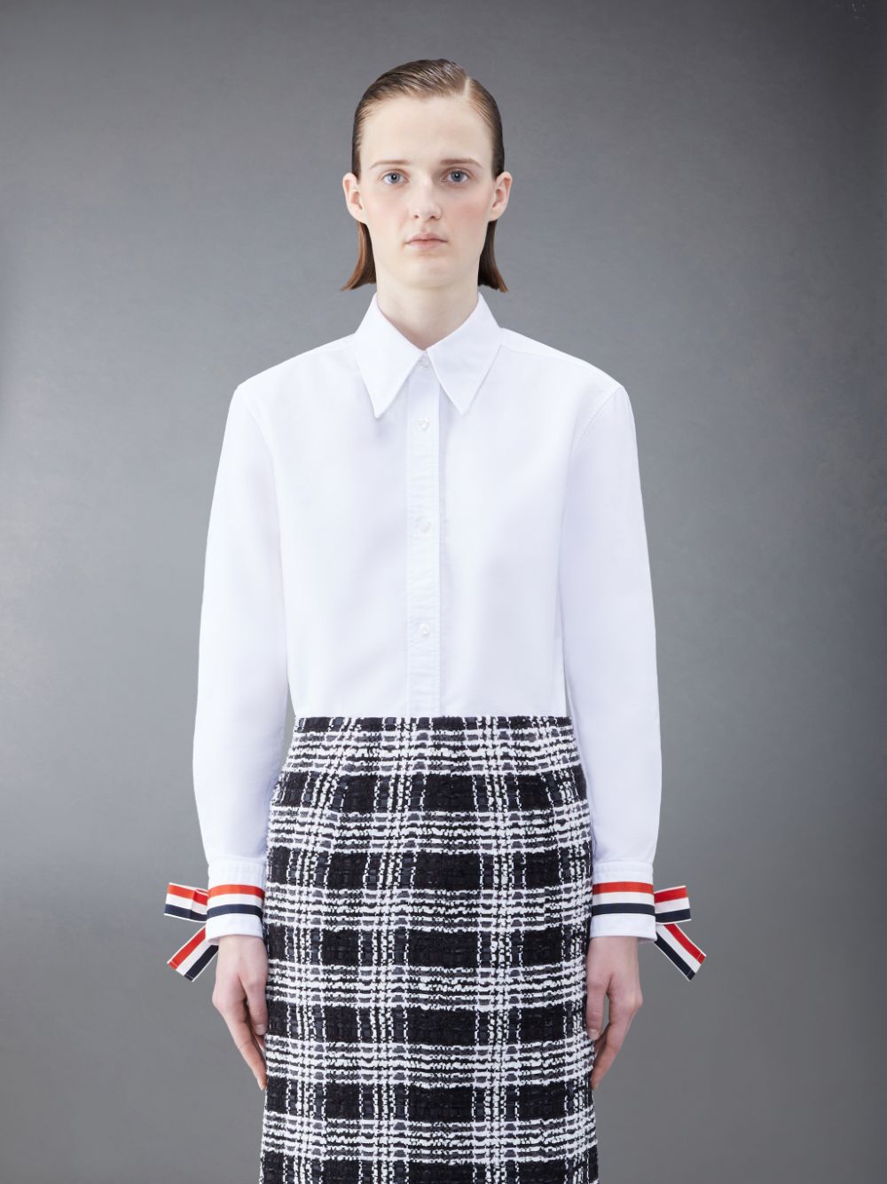 Thom Browne Oxford Scarf Cuff Easy Fit レディース シャツ 白 | GXF26V49070