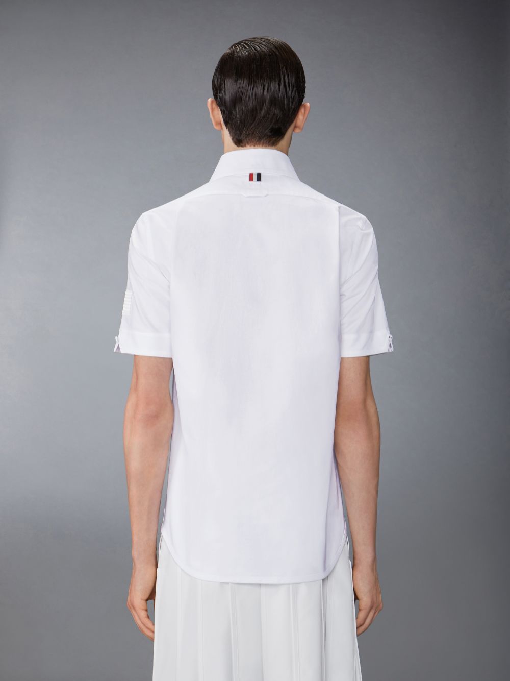 Thom Browne Oxford Self Tipping and Flag Patch メンズ シャツ 白 | NSY34M57108