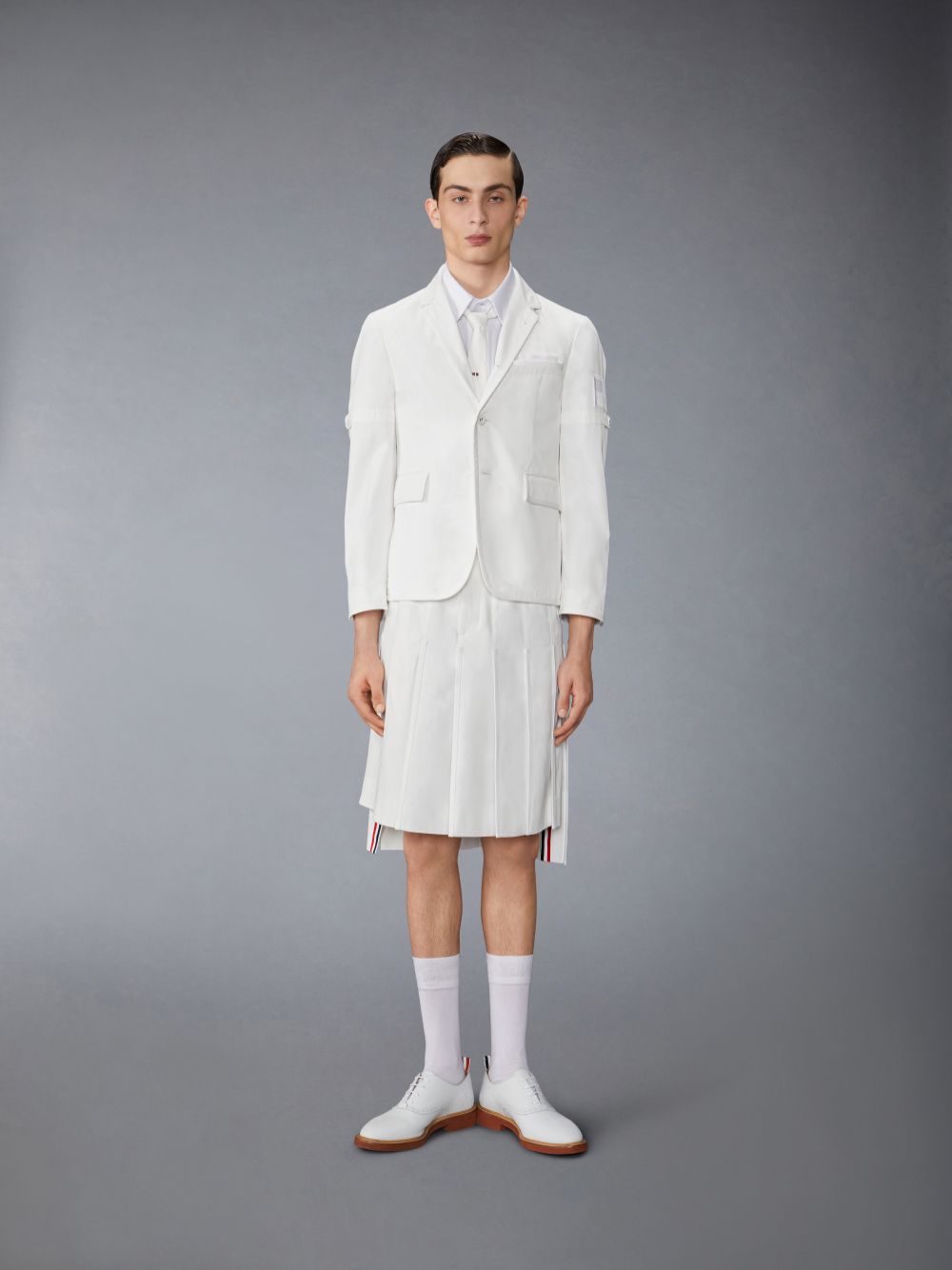 Thom Browne Oxford Self Tipping and Flag Patch メンズ シャツ 白 | NSY34M57108