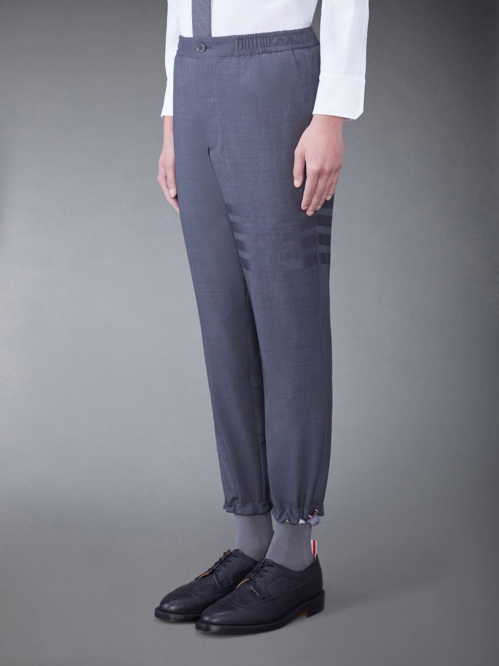 Thom Browne PLAIN WEAVE 4-BAR ELASTIC WAIST TRACK メンズ パンツ グレー | ZUA53S39389