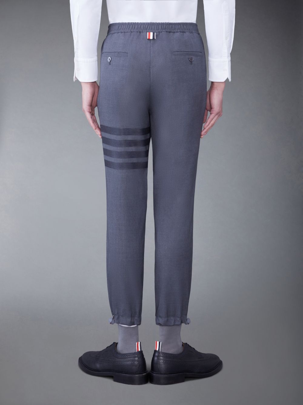 Thom Browne PLAIN WEAVE 4-BAR ELASTIC WAIST TRACK メンズ パンツ グレー | ZUA53S39389