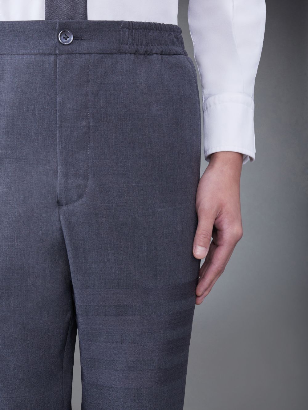 Thom Browne PLAIN WEAVE 4-BAR ELASTIC WAIST TRACK メンズ パンツ グレー | ZUA53S39389