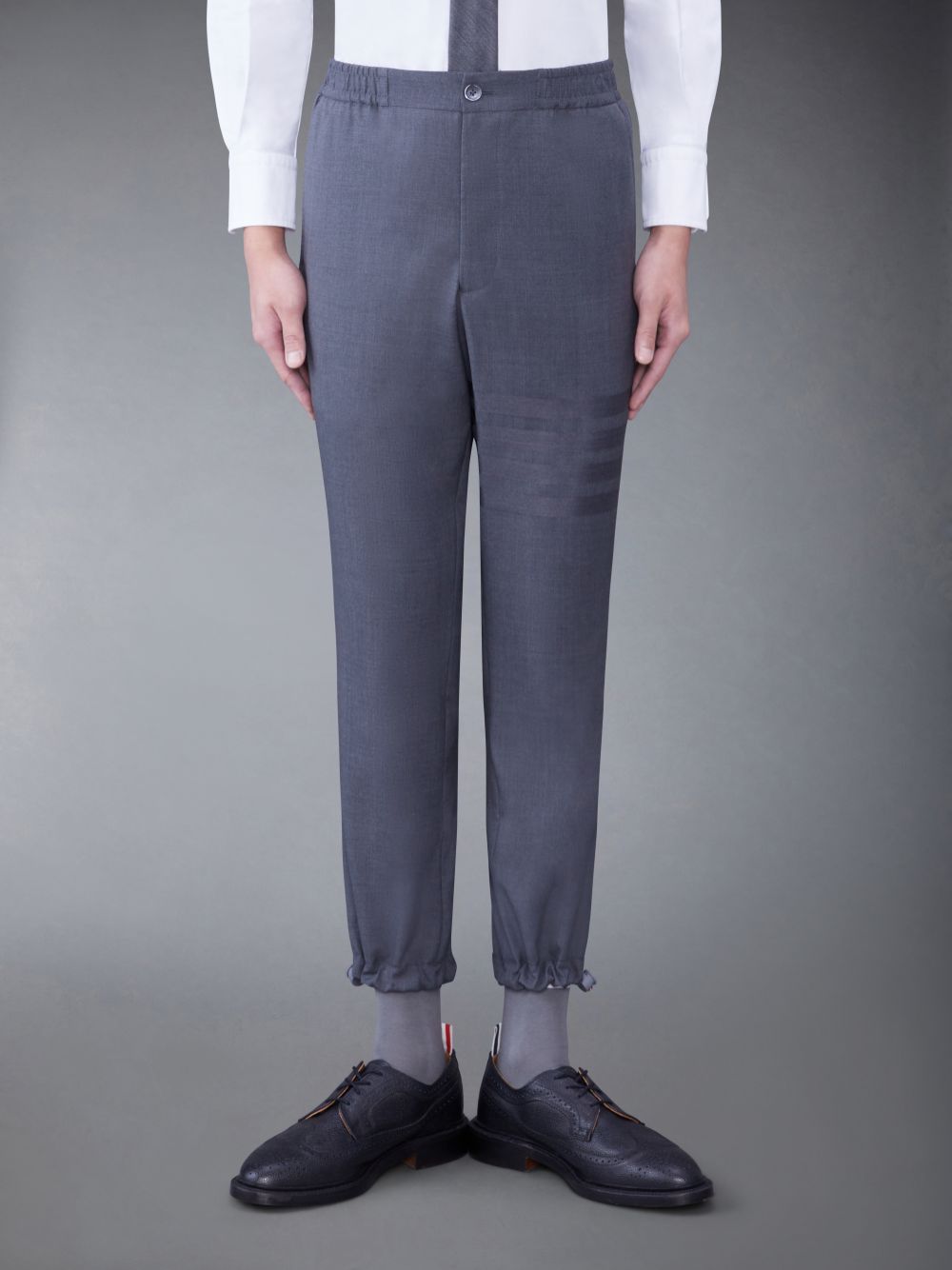 Thom Browne PLAIN WEAVE 4-BAR ELASTIC WAIST TRACK メンズ パンツ グレー | ZUA53S39389