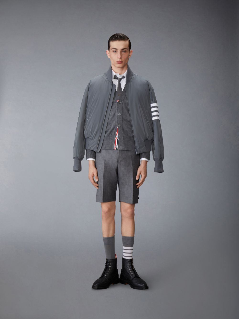 Thom Browne POLY TWILL 4-BAR OVERSIZED BLOUSON メンズ ジャケット グレー | VVT58G90564